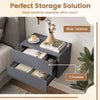 Gray wall-mounted floating nightstand with wide tabletop and 2 drawers, ideal for bedroom storage and easy cleaning.