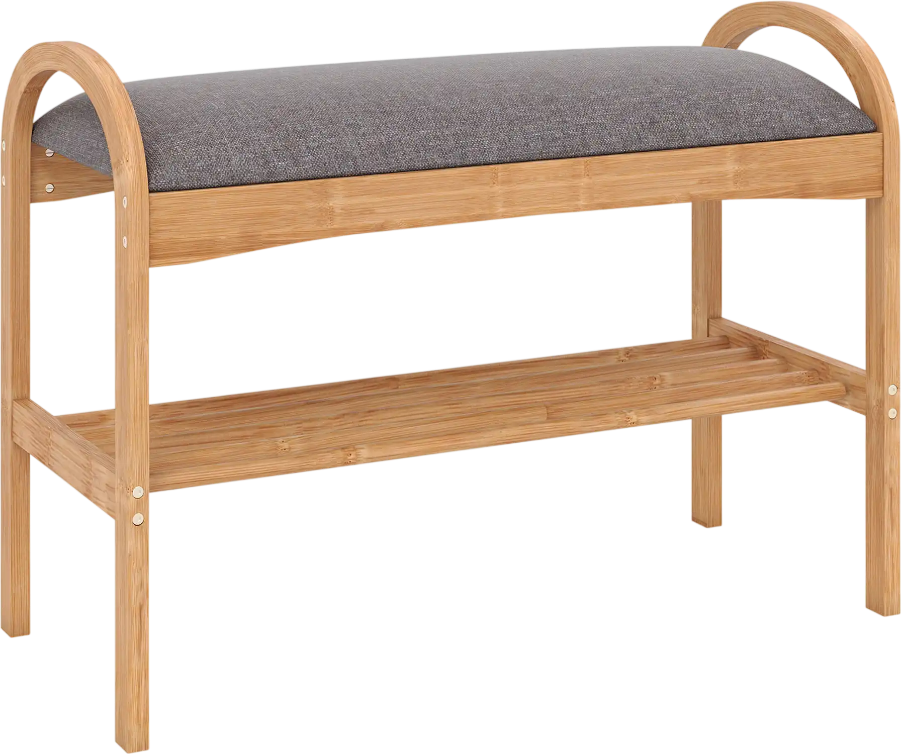 Costway 2-Tier Bamboo Shoe Storage Bench with Padded Cushion Shelf 21097608 New