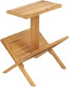 2-Tier Side Table Magazine Rack with Teak Wood Frame