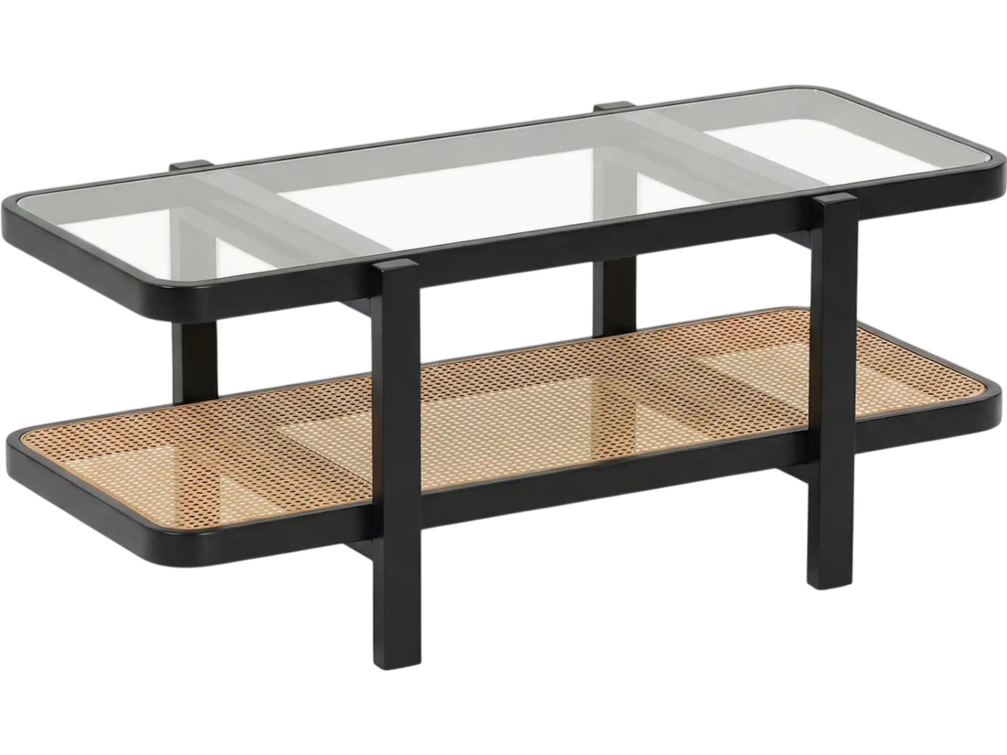 Costway 2-Tier Coffee Table w/ Storage Tempered Glass Top 82736915 New