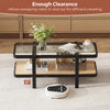 2-tier coffee table with tempered glass tabletop and acacia wood frame, featuring storage for organized essentials.