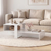 2-Tier Coffee Table Modern Irregular Center Table with Open Storage Shelf-White - Gallery View 1 of 10