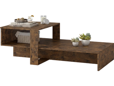 Costway 2-Tier Modern Irregular Coffee Table w/ Open Storage Shelf 61143059 New