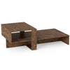 Modern 2-tier coffee table in brown with open storage shelf, perfect for organizing magazines and decor in your living space.