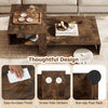 Modern irregular 2-tier coffee table in brown with open storage shelf, easy-to-clean finish, and non-slip foot pads.