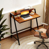 2 Tier Computer Desk PC Laptop Table Study Writing Home Office Workstation New-Walnut - Gallery View 1 of 10