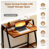 2-tier walnut computer desk with ergonomic monitor stand, spacious workspace, and durable powder-coated iron frame.