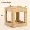 2-tier farmhouse end table with natural wood grain, measuring 20'' x 20'' x 22'', perfect for living room or bedside use.