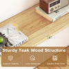 2-tier farmhouse sofa table featuring a sturdy teak wood frame, 1" thick tabletop, and elegant wood grain for stylish.
