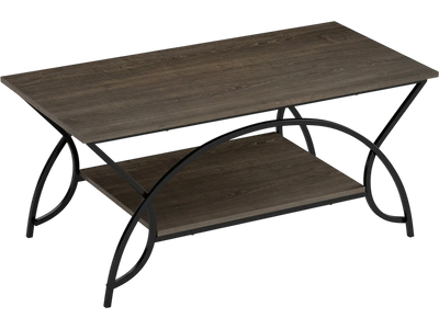 Costway 2-Tier Faux Marble Coffee Table Metal Frame 08413769 New
