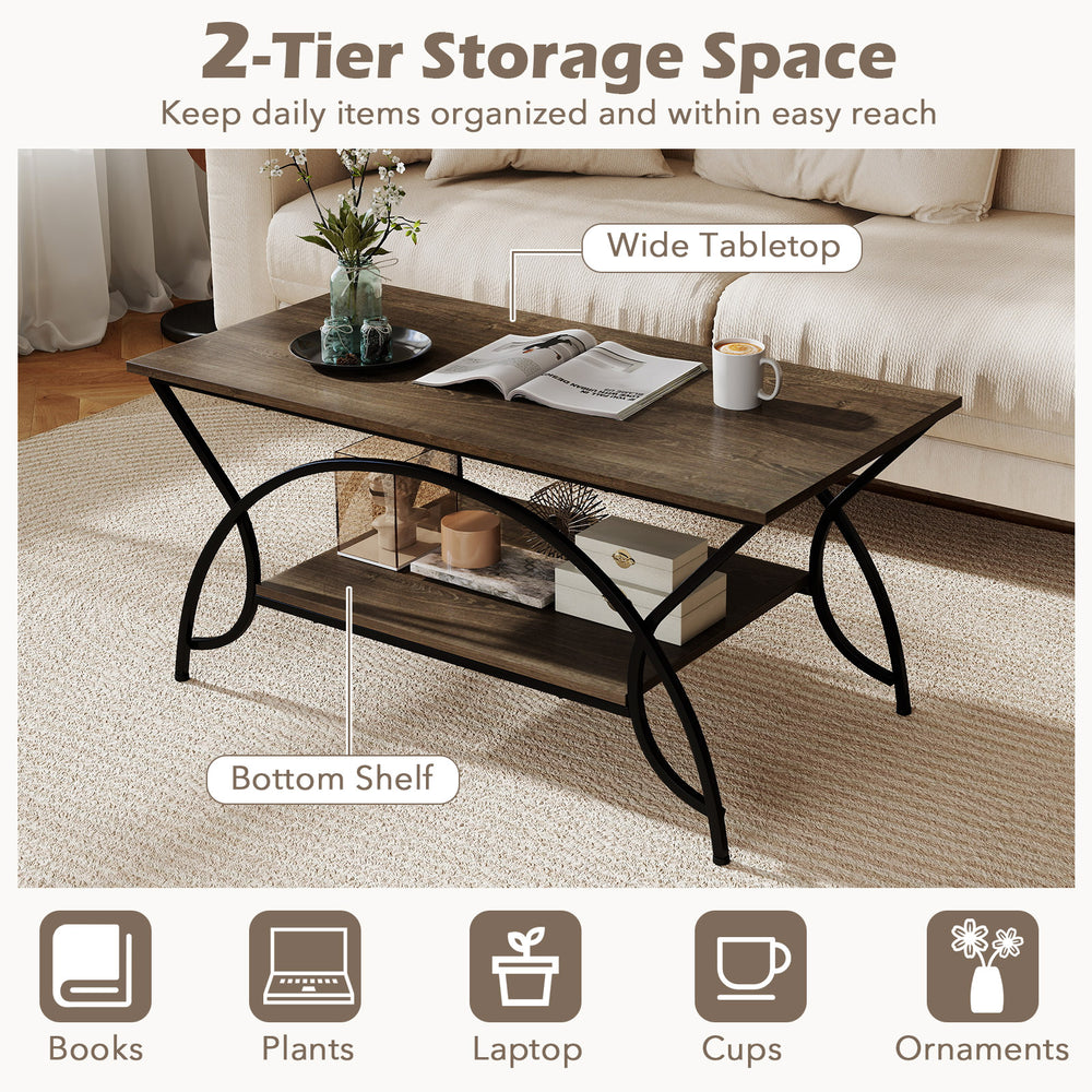 2-Tier faux marble coffee table with a white marble top and gold metal frame, perfect for stylish and organized living.