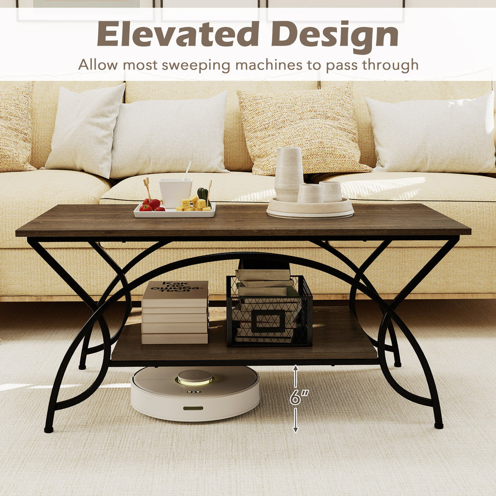 2-tier faux marble coffee table with a white marble top and gold metal frame, featuring an elevated design for easy.