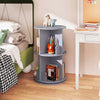 Gray 2 tier freestanding kids rotating bookshelf with bear baffles, featuring 8 compartments for easy storage and.