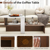 Geometric coffee table in white and brown with 2-tier storage shelves, featuring a classy wood grain finish for living.