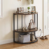 2-Tier Half Moon Console Table with Power Outlets and Storage Shel for Hallway-Rustic Brown - Gallery View 1 of 10