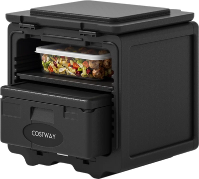 Costway 2-Tier Insulated Food Pan Carrier Food Warmer w/ Removable Tray Box 33363972 New