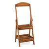 Rustic 2-tier ladder shelf made of carbonized fir wood, ideal for displaying plants and decorations in any room.