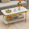 2-Tier Modern Rectangular Coffee Table with Sintered Stone Top-White - Gallery View 1 of 10