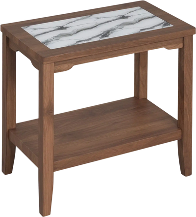 Costway 2-Tier Narrow Side Table Tempered Glass Top Storage Shelf 63215709 New