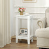 2-Tier Nightstand End Side Wooden Legs Table for Bedroom-White - Gallery View 1 of 9