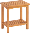 2-Tier Outdoor Acacia Wood Side Table with Slatted Tabletop and Storage Shelf