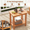 2-tier outdoor acacia wood side table with slatted tabletop, ideal for beverages, snacks, and plants on patio or.