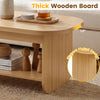 2-tier oval coffee table with a 1.2" thick wooden board and elegant fluted design, perfect for living room storage.