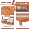 2-tier patio coffee table featuring a slatted tabletop and additional storage shelf, made of durable solid wood.