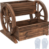 Rustic 2-tier raised garden bed in wagon shape, crafted from fir wood, ideal for flowers and potted plants.