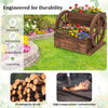 Rustic 2-tier raised garden bed in wagon shape, crafted from premium fir wood, perfect for displaying flowers outdoors.