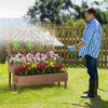 2-tier raised garden bed with trellis in brown, crafted from fir wood, ideal for growing climbing plants outdoors.