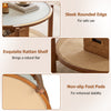 2-tier rattan coffee table with frosted tempered glass top, walnut wood legs, featuring a rounded edge and non-slip.