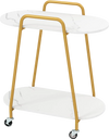 2-tier rolling end table with faux marble surfaces, featuring a convenient handle for effortless mobility in any space.