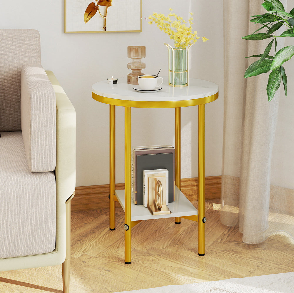 2-Tier Round Coffee Table with Storage Shelf-1 - Gallery View 1 of 14