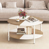 2-Tier Round Coffee Table Metal Frame with Storage Shelf-Natural & White - Gallery View 1 of 11