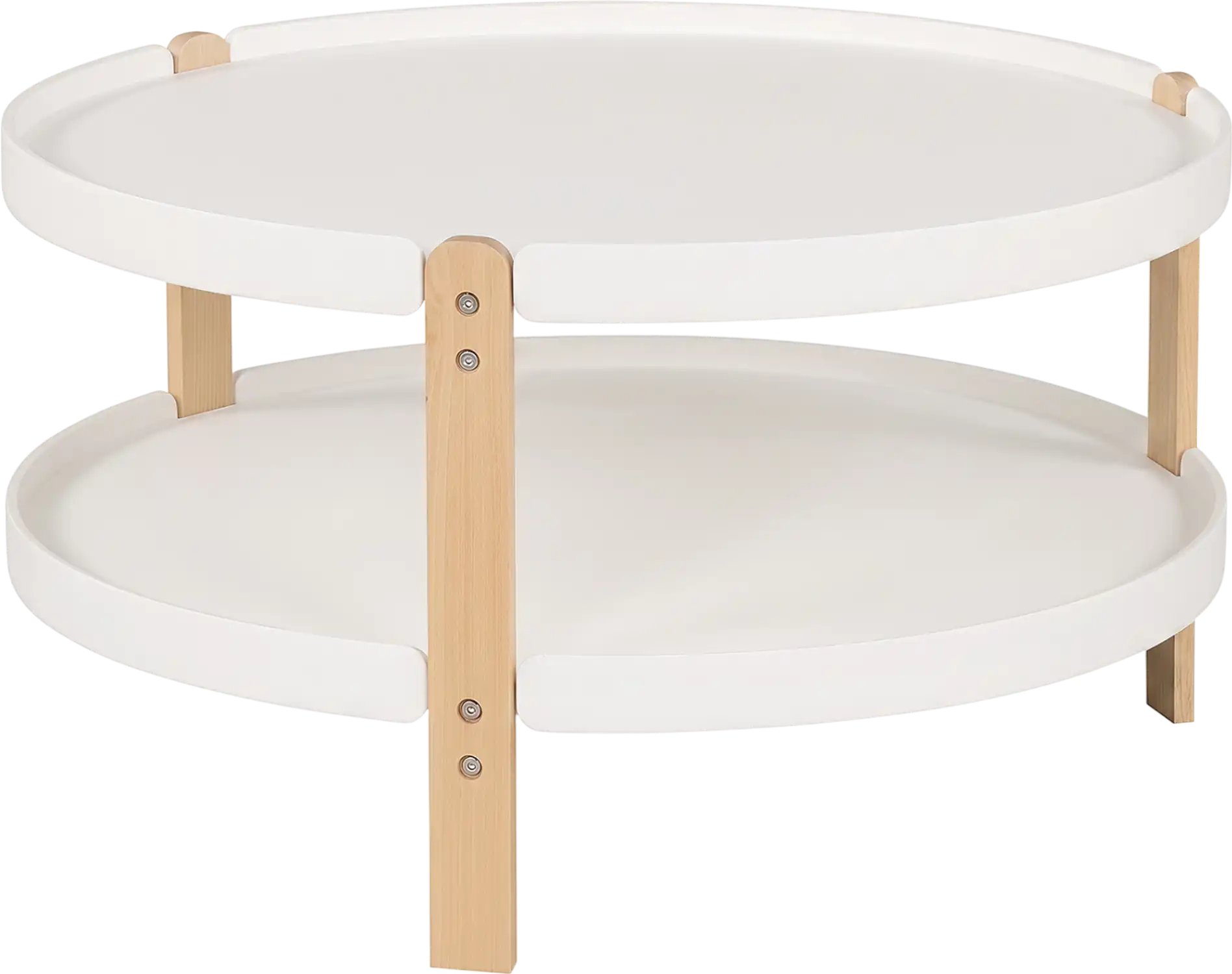 Costway 2-Tier Round Coffee Table w/ Open Storage Shelf Beech Wood Legs 51102262 New