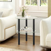 2-Tier Round End Table with Clear Tempered Glass Top and Shelf-Black - Gallery View 1 of 9