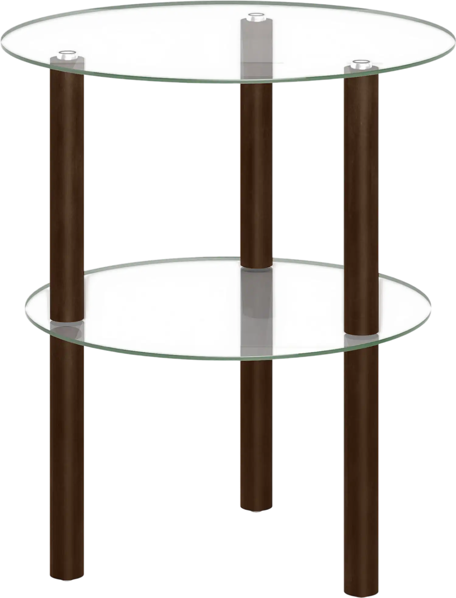 Costway 2-Tier Round End Table Clear Tempered Glass Top Shelf 75651759 New