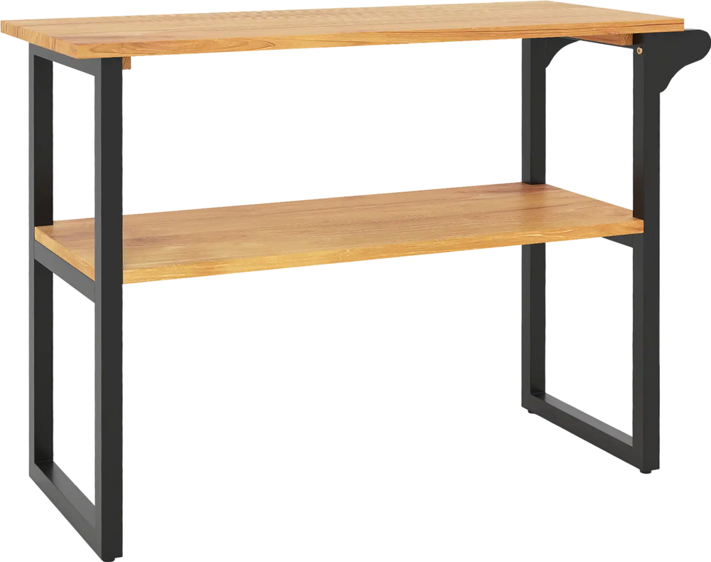 2-Tier Solid Teak Wood Bathroom Shelf with Towel Rack
