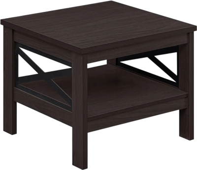 Costway 2-Tier Square Side Table with Storage Shelf X-Frame 22363564 New