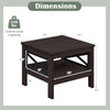Square side table with storage shelf, X-frame design, brown finish, dimensions 24"x24"x20", ideal for living rooms and.
