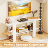 2-tier white TV stand with open shelf, designed for TVs up to 55 inches, offering stylish storage and stability.