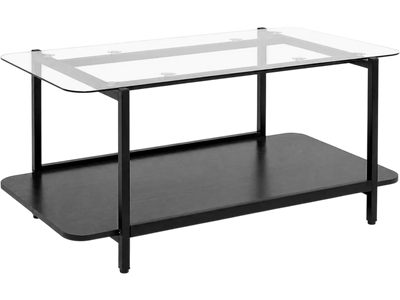 Costway 2-Tier Tempered Glass Coffee Table with Storage Shelf 98277516 New