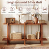 Low horizontal 2-tier bookshelf in walnut, featuring sturdy rubberwood legs and smooth MDF shelves for versatile.