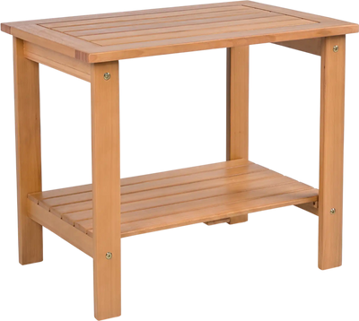 Costway 2-Tier Wood Patio End Table w/ Storage Shelf 19447809 New