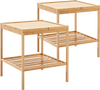 Set of 2 bamboo nightstands with 2 tiers, featuring a waterproof surface and ample storage for small spaces.