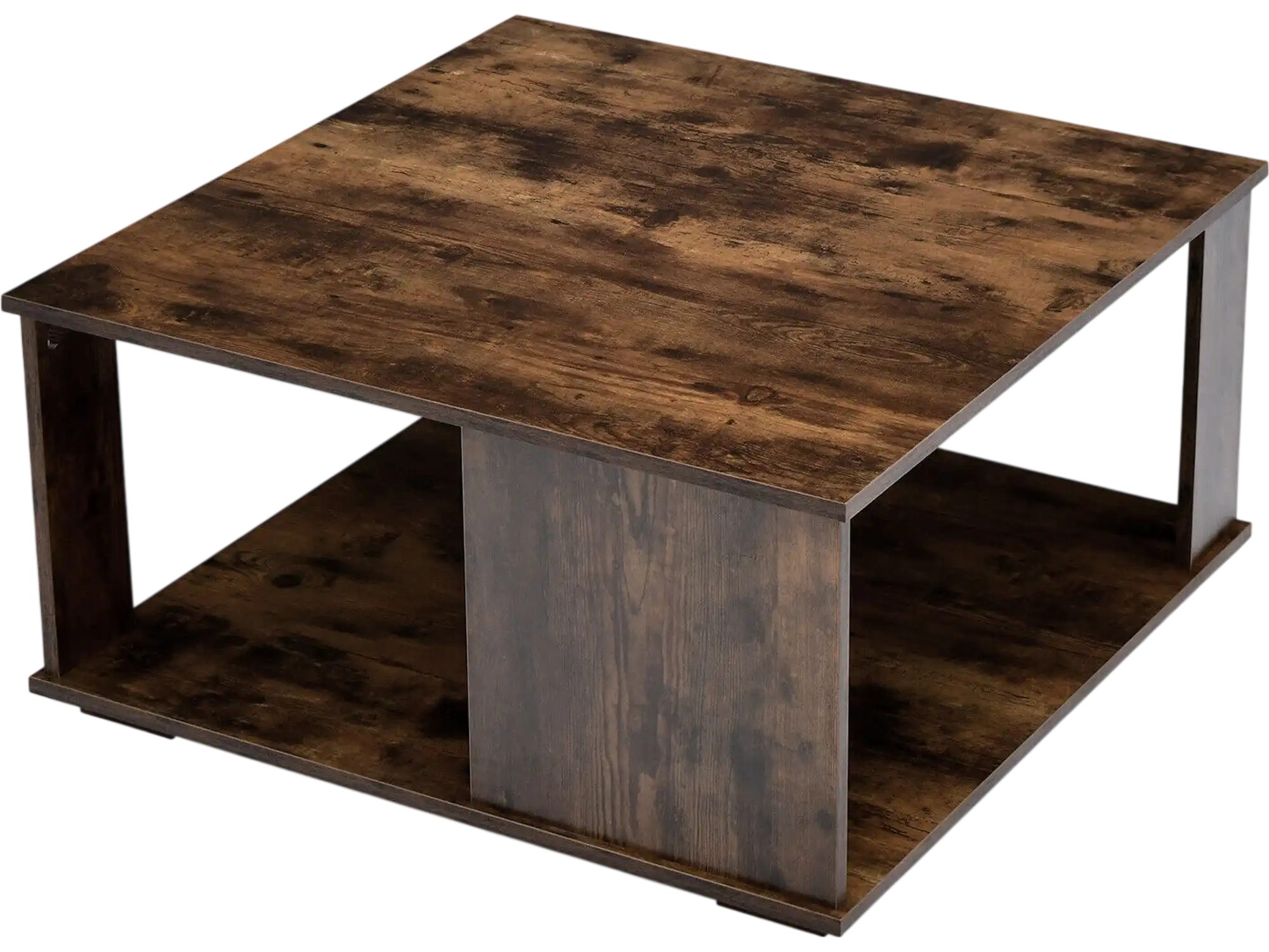 Costway 2-Tier Square Coffee Table with Storage Rustic Brown 43176958 New