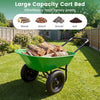 Heavy-duty light green utility cart with large capacity, 330 lbs hauling, ideal for garden and outdoor use.
