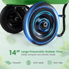 14" large pneumatic rubber tire of the heavy-duty dolly utility cart for smooth, non-slip movement on various terrains.