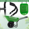 Heavy-duty light green wheelbarrow with strong metal tubes, 330 lbs capacity, and 13-inch pneumatic tires for easy.